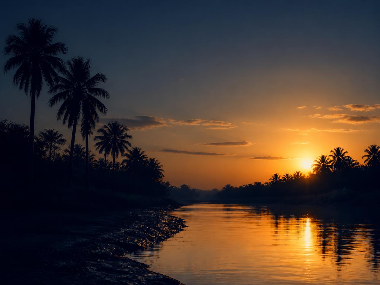 Atardecer sobre el río en Formosa, Norte argentino